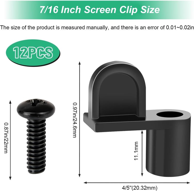 IFERLA 7/16 Inch Screen Door Clips, 12 Pack Window Screen Clip for Storm Panels, Storm Door Glass Retainer Clips, Window Screen Fasteners, Metal Security Hardware Screen Clips to Hold The Screen in Window - Image 2